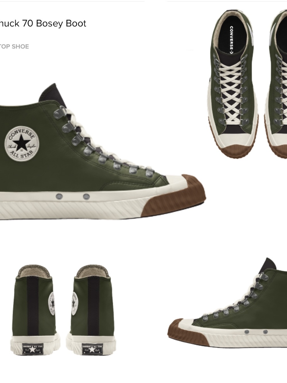 Converse Chuck 70 High Top Sneakers in Dark Green with Gum Toe